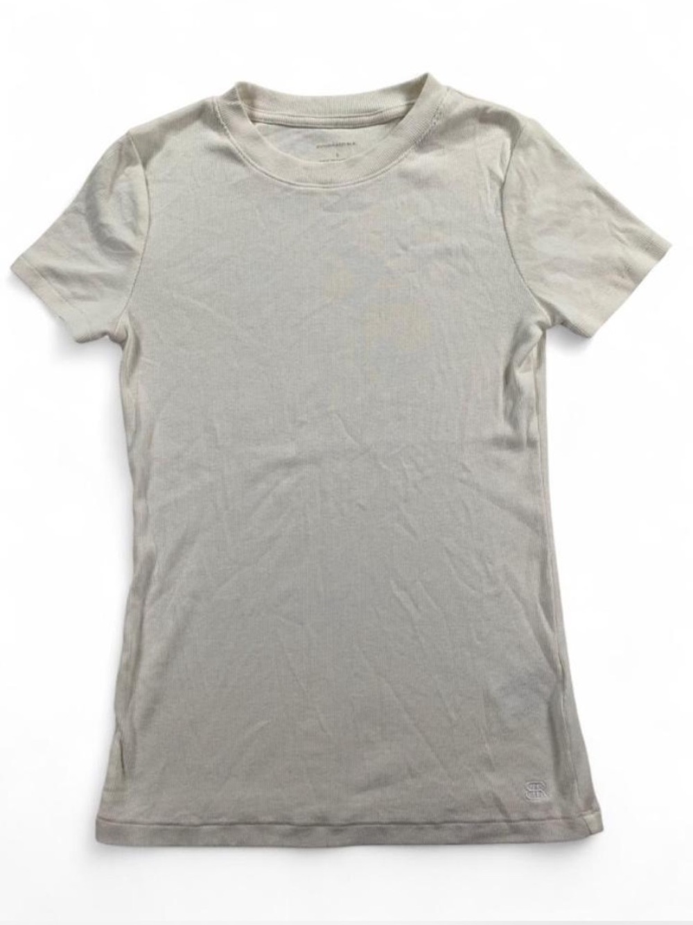 Banana Republic Women’s Crewneck Short Sleeve Ribbed Tee in White Minimalist S